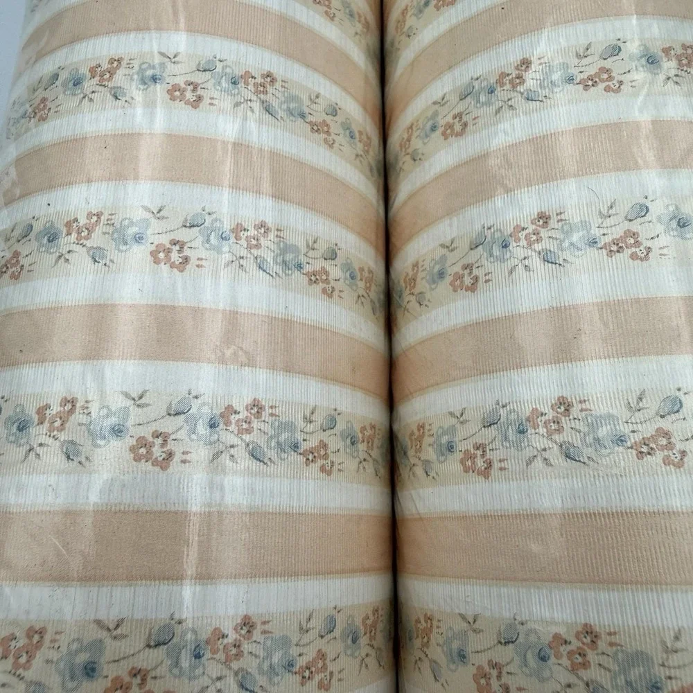 Vintage Collins & Aikman Wallcoverings Cream Pink Blue Floral 2 Double Rolls